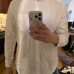 J. Crew White Long-Sleeve Button-Down Shirt